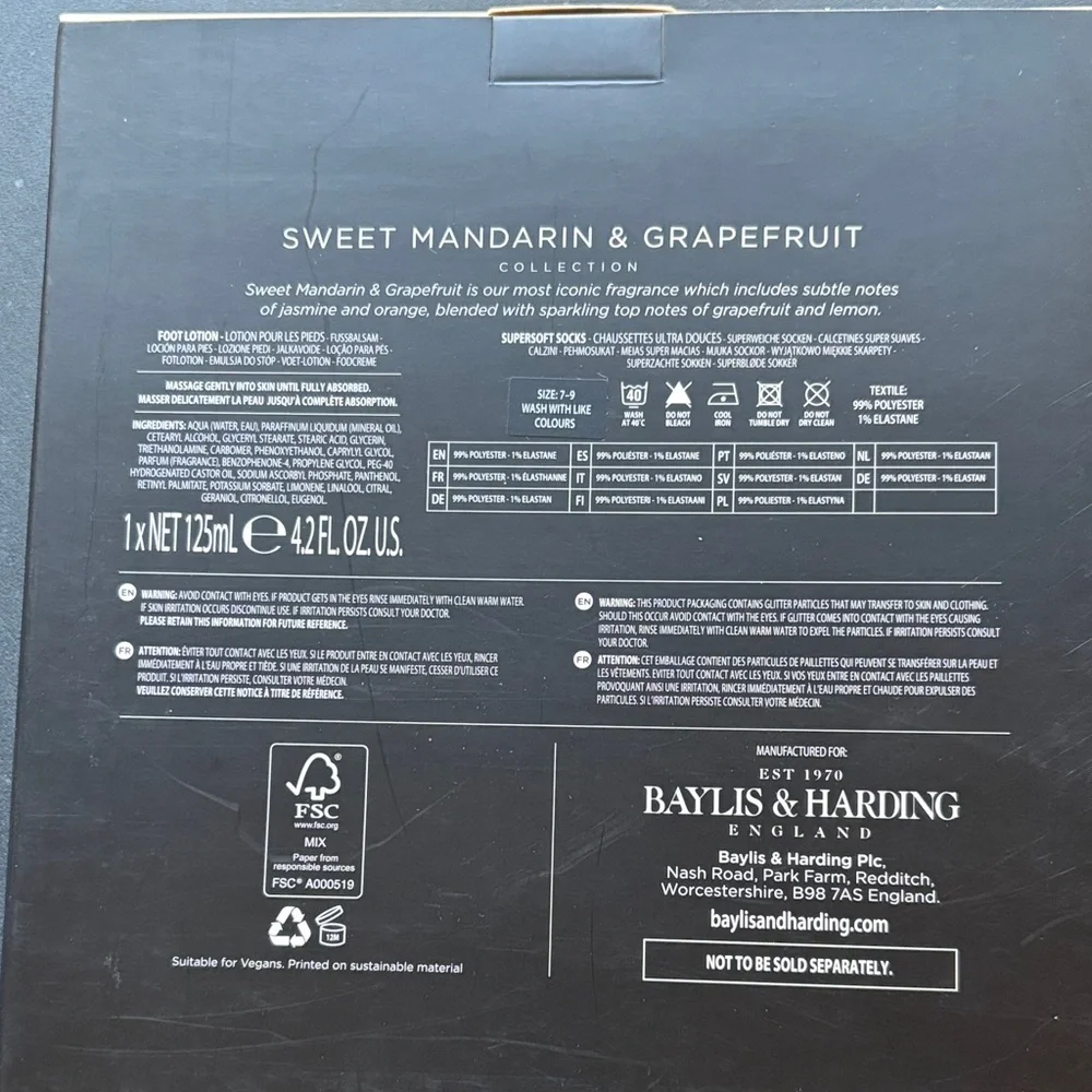 NIB Baylis & Harding Luxury Foot Care Set, Sweet Mandarin & Grapefruit - Picture 2 of 2